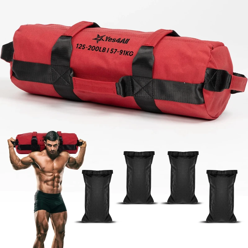 Yes4All QRSG Sandbag, Red, 56-90 Kilograms, Weighted bag for Running Workout, Core Bag Sandbag for many Functional Training, Running Bag, Crossfit, Fitness, Conditioning
