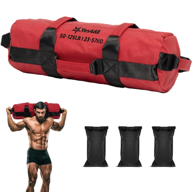 Yes4All ZT2X Sandbag, Red, 34-56 Kilograms, Weighted bag for Running Workout, Core Bag Sandbag for many Functional Training, Running Bag, Crossfit, Fitness, Conditioning