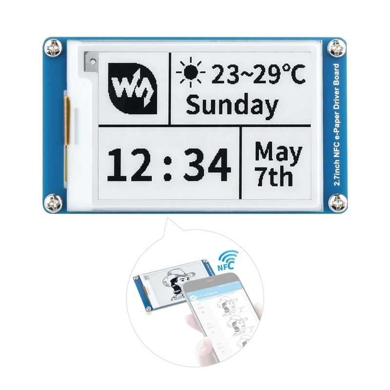 Waveshare 2.7inch Passive NFC-Powered E-Paper Module, Wireless Powering & Data Transfer, Black White, 264x176 Pixels, Suitable For Price Tag, Asset/Equipment Tag, Shelf Label, Conference Name Tag...