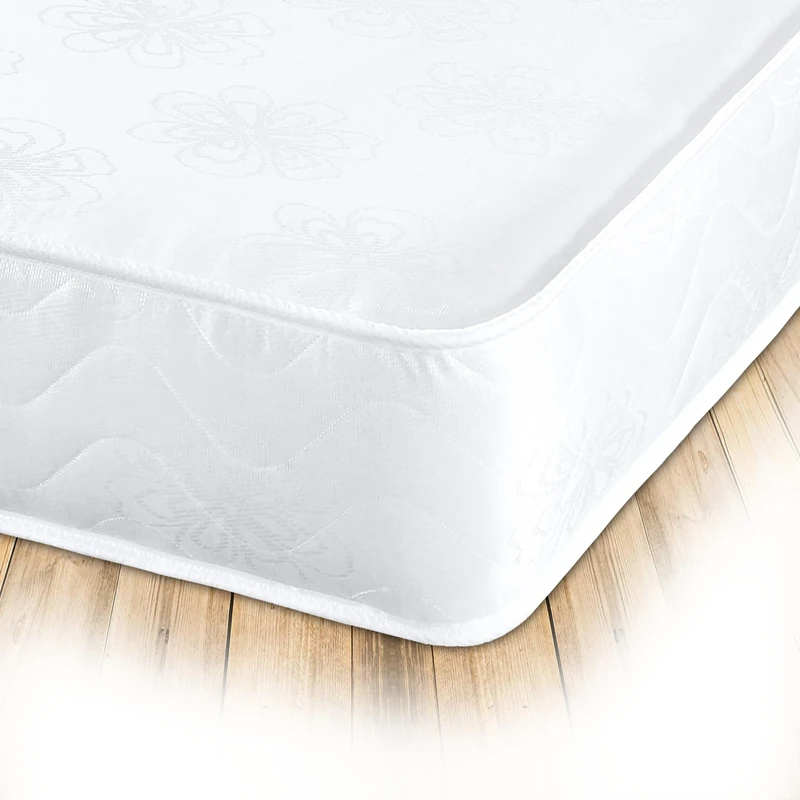 Starlight Beds Daisy Dual Sided European Small Single Mattress. Basic Flat Top Sprung Mattress, White Durable Sleep Surface, 18cm Deep (80cm x 200cm)