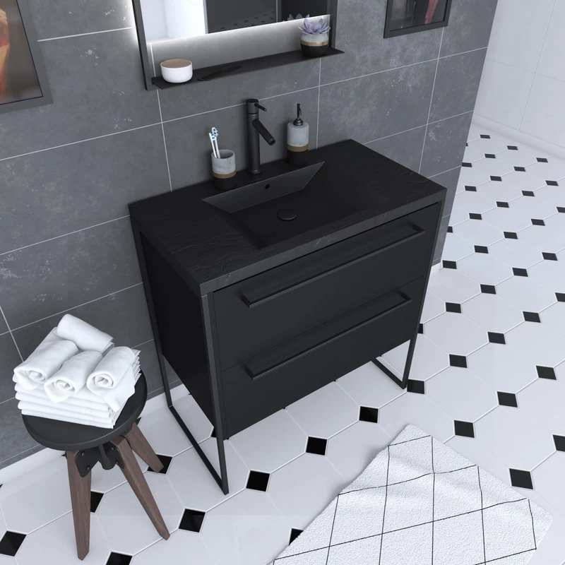 Aurlane Structura P060 PACM060 Bathroom Cabinet, Black