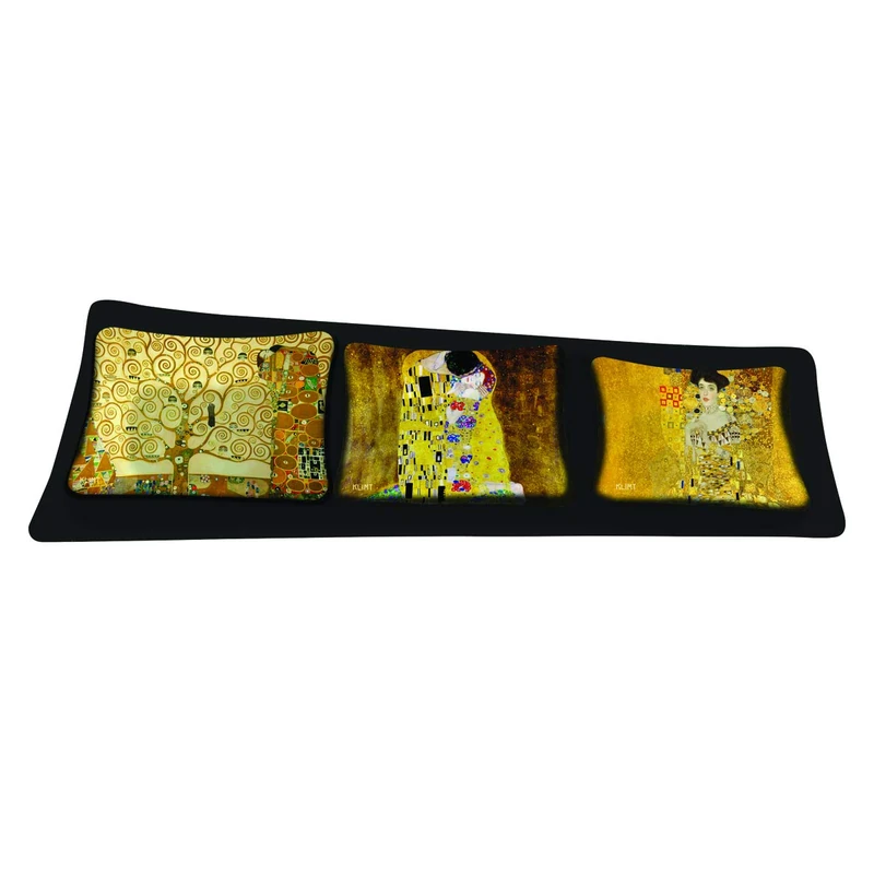 Klimt Set of 8 Trays with Small Square Cups Decoration, 80 x 37 x 1 cm - Image 1