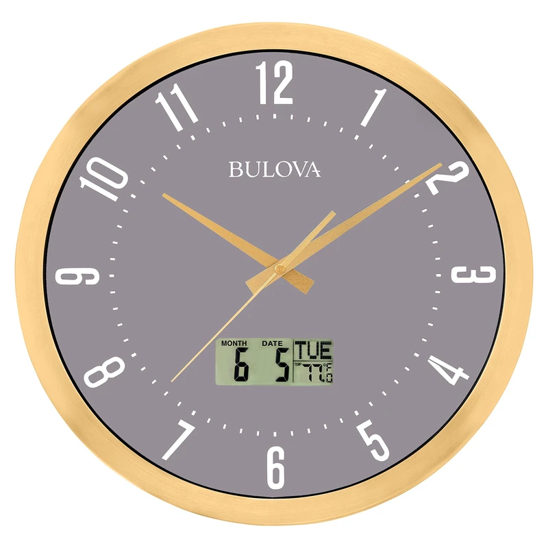 Bulova C4830 Lobby Wall Clock, 14", Gold - Image 1