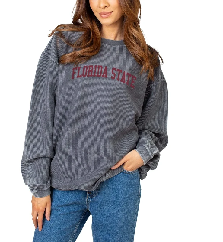 Chicka-D NCAA Purdue Boilermakers Womens Corded Sweatshirt, Charcoal, Small (443_TC_CA)