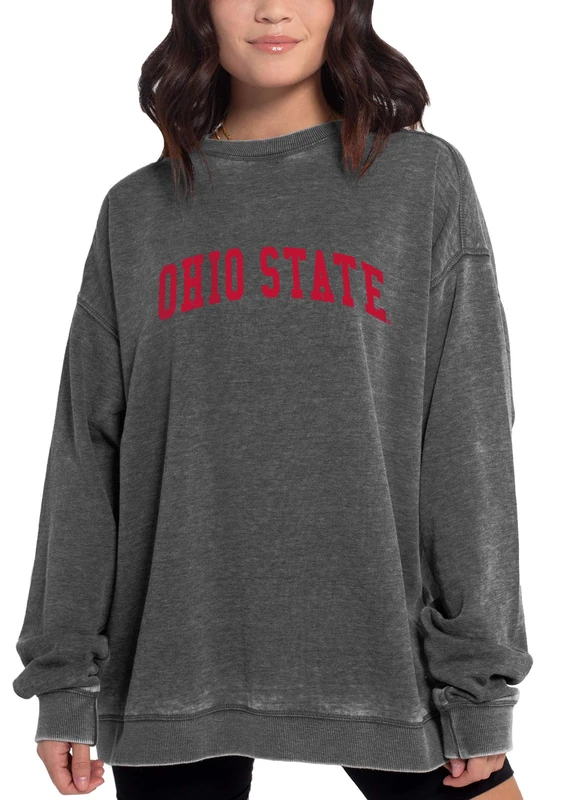 Chicka-D NCAA womens Burnout Fleece Pullover Charcoal
