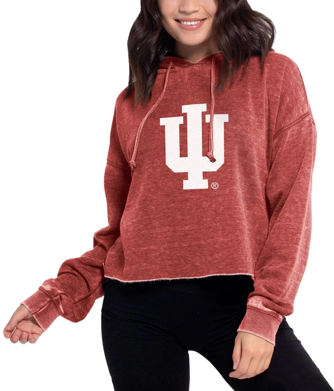 Chicka-D NCAA Indiana Hoosiers Womens Campus Cropped Hoodie, Cardinal, Small - Image 1