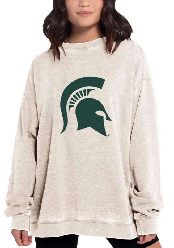 Chicka-D NCAA Michigan State Spartans Womens Campus Pullover, Oatmeal, X-Large