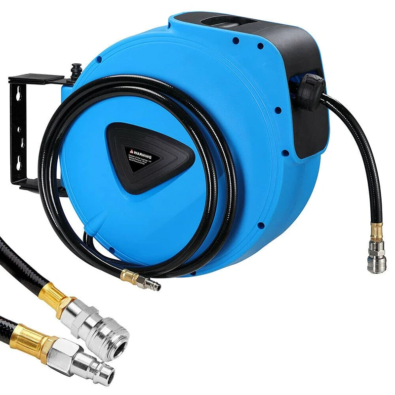 BAKAJI 8052877974160 Hose Reel 30 mt Connection 1/4" Wall Mount Automatic Lock System, Space Saving Accessory Compressor Compressed Air Pressure Max 18 Bar, 30mt