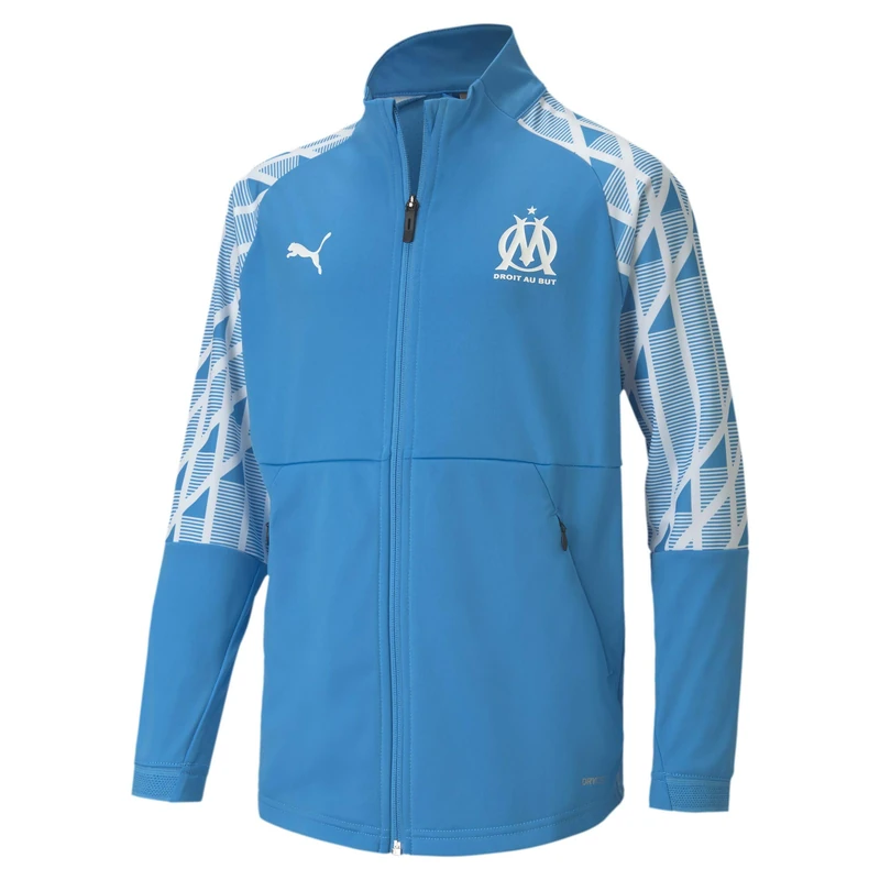 PUMA Olympique de Marseille Youth Football Jacket Bleu Azur-Puma White 128