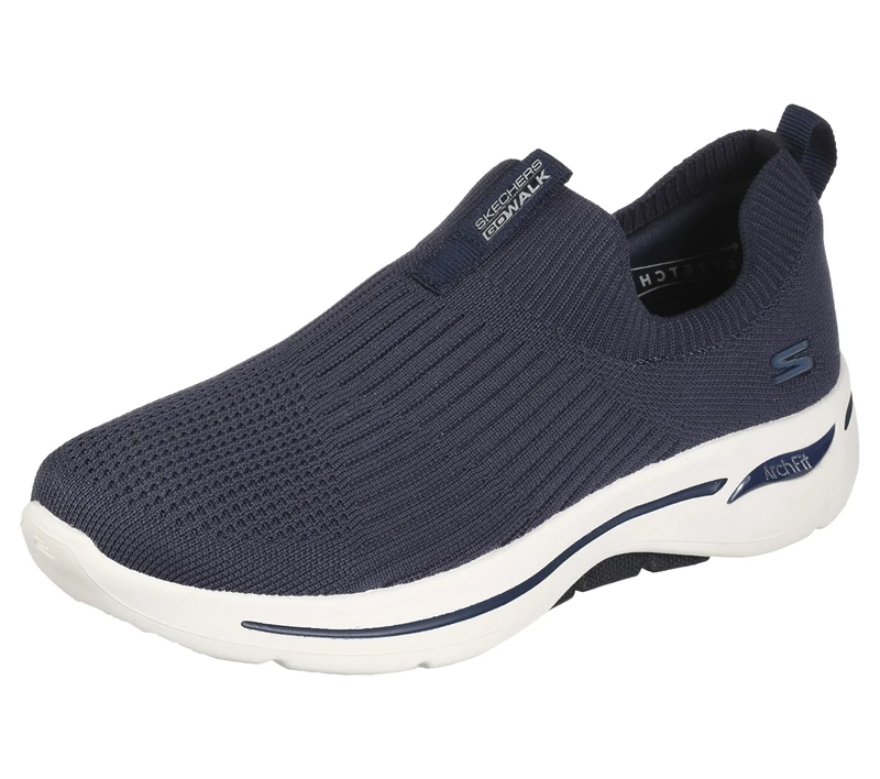 Skechers Women's Go Walk Arch Fit Iconic Sneaker, Navy Textile Trim, 3.5 UK