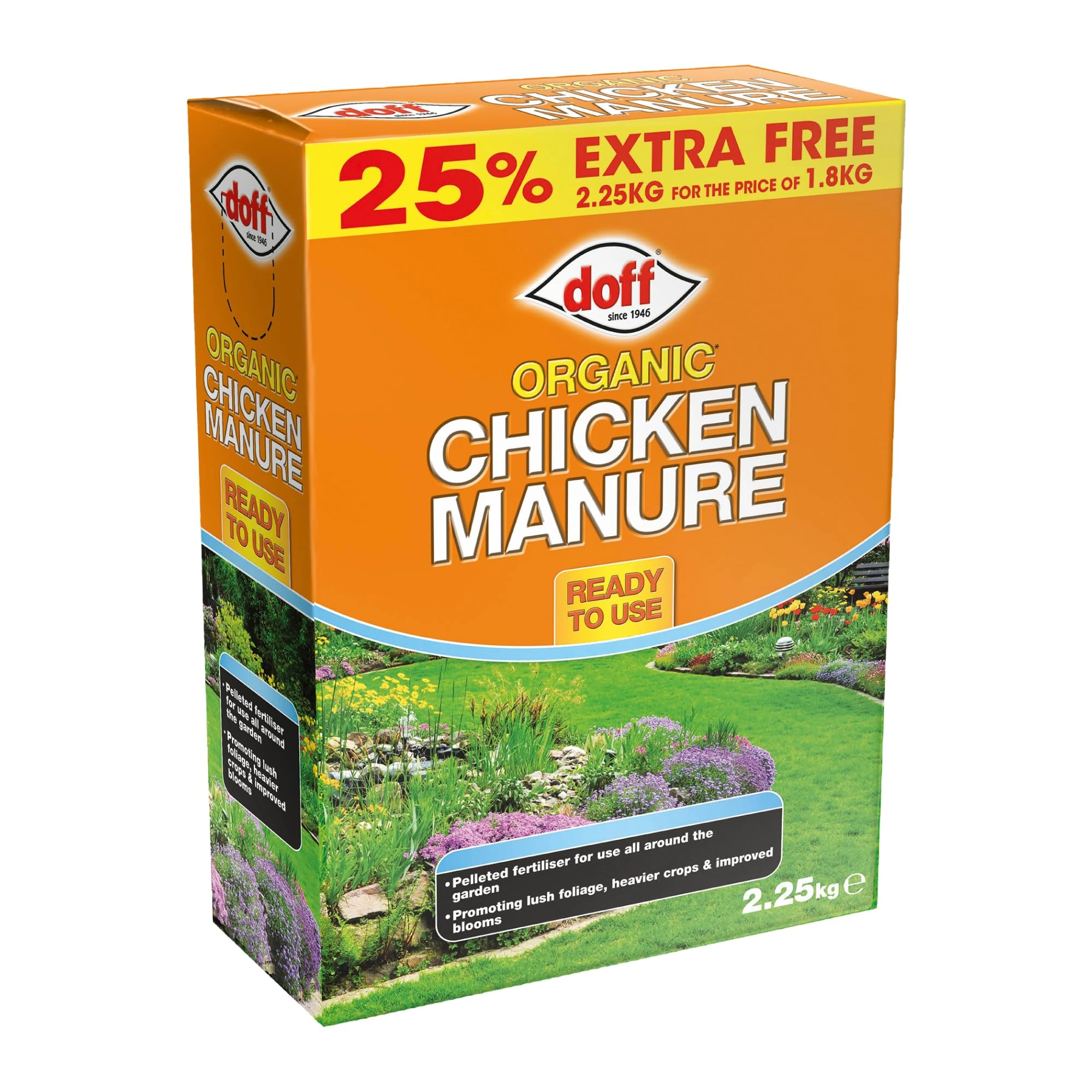 Doff Organic Pelleted Chicken Manure Fertiliser, Orange