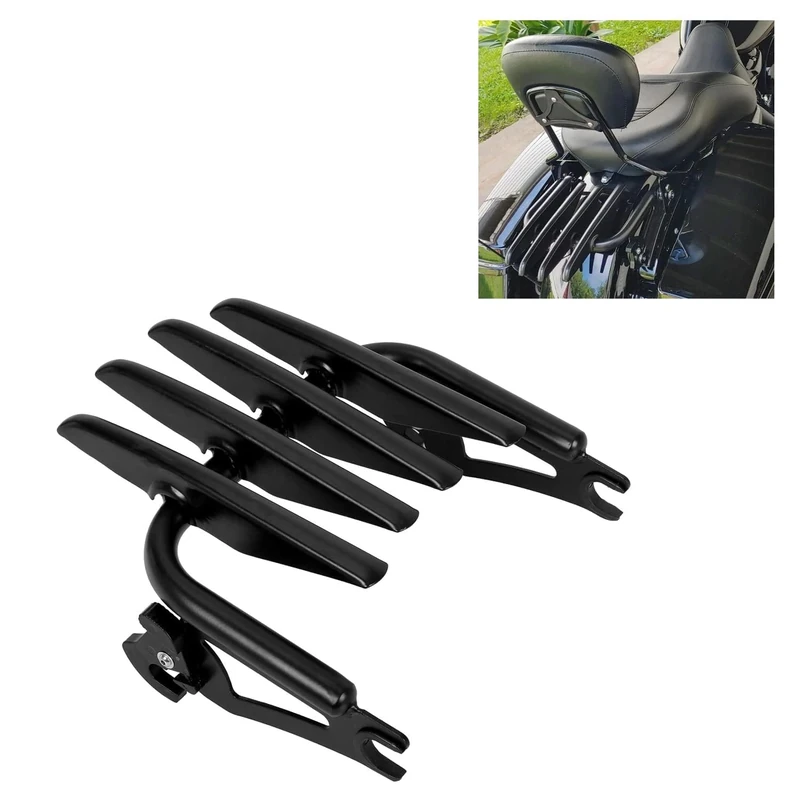 ECOTRIC Black Detachable Stealth Luggage Rack Compatible with Harley Touring Road King FLHR FLTR 2009-2018