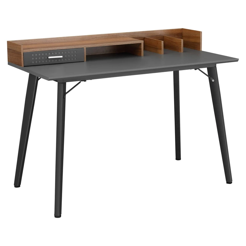 HOMCOM Small Computer Desk with Monitor Stand, Drawer and Storage Compartments, Home Office Desk for Small Spaces, Study Table, Black