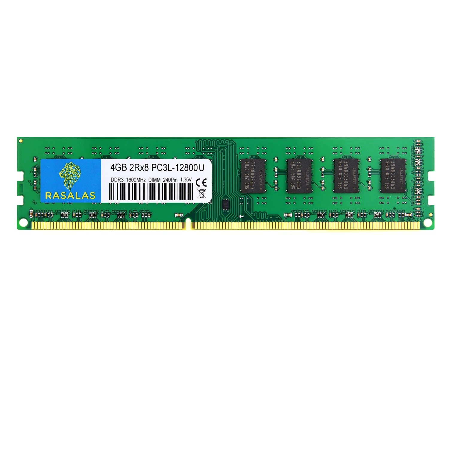 Rasalas 4GB PC3-12800U DDR3 1600MHz Desktop Memory DDR3 12800 PC3L-1600 240Pin DIMM RAM 2RX8 CL11 1.35V UDIMM RAM Memory for Desktop Computer