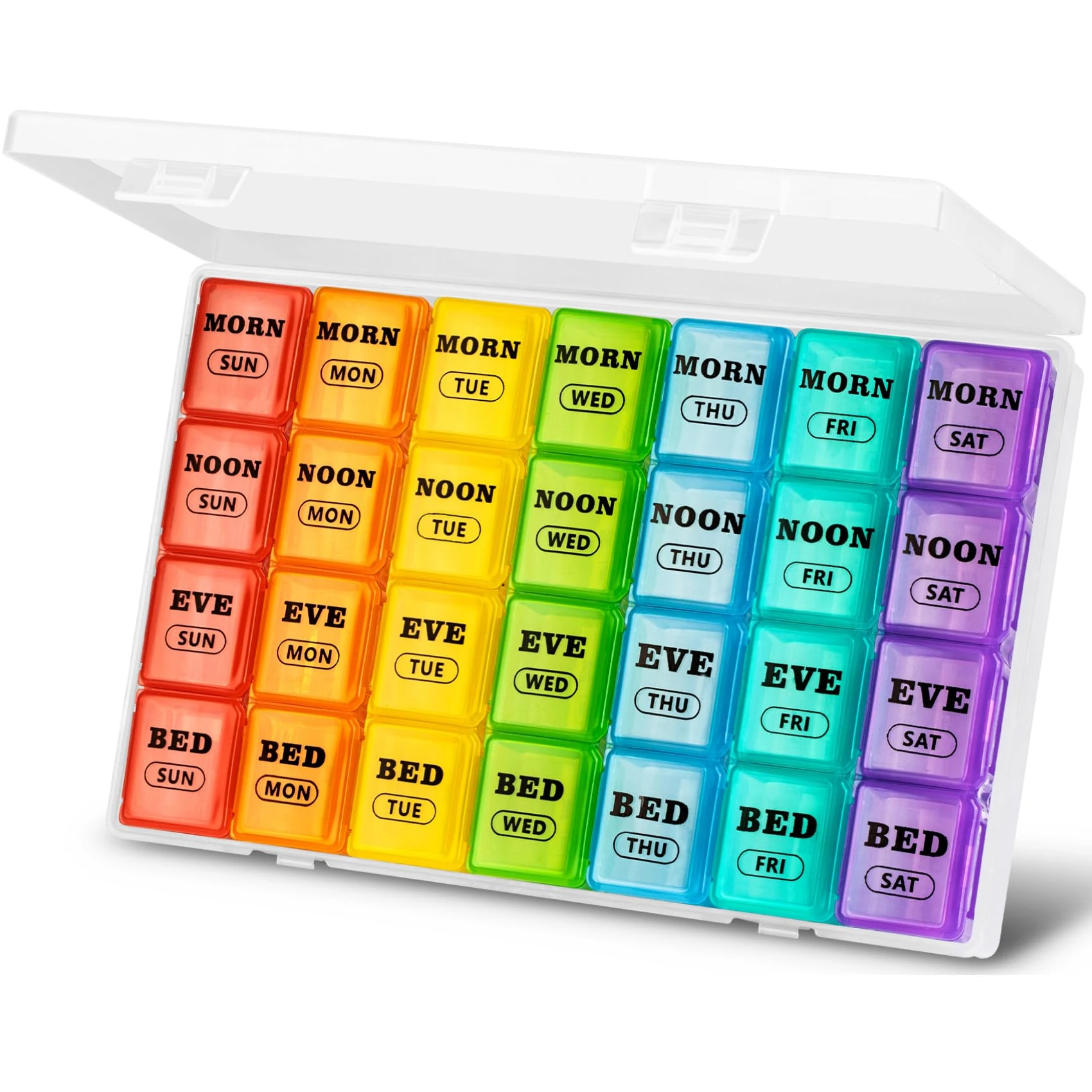 XL Pill Boxes 7 Day 4 Times a Day, Weekly Pill Box Organiser Large Daily Dossett Pill Box 7 Day 28 Compartments, 7day Medication Organiser Big Travel Tablet Organiser for Vitamin