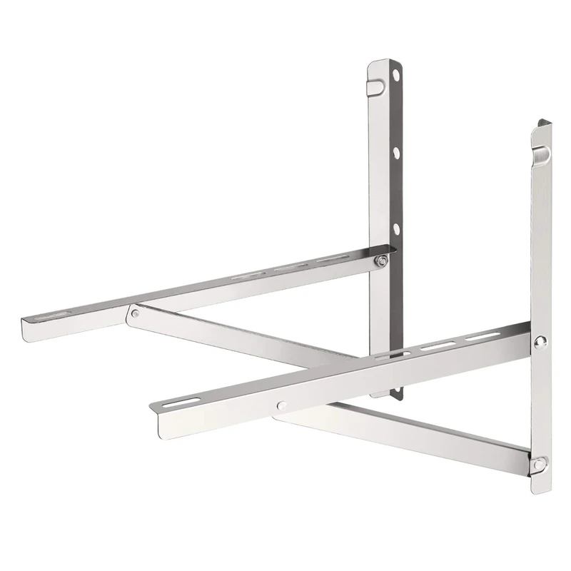 TURBRO Wall Mount Bracket for Mini Split Ductless Air Conditioner Heat Pump System, Foldable Stainless Steel Stand, Support Condenser up to 350 lbs (7,000-18,000 BTU), 1 Pair