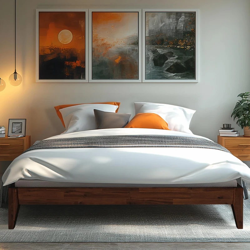 Acacia Mervyn Bed Frame Solid Wood Platform Bed, King Bed Frame No Headboard, Natural Wood Bed Compatible with All Mattress Types, No Box Spring Needed, Quick & Easy Assembly, Chocolate - Image 1