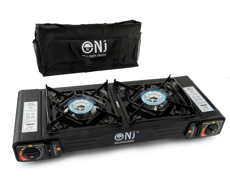 NJ DS-22 Double Camping Stove - 2 Burner Portable Gas Cooker