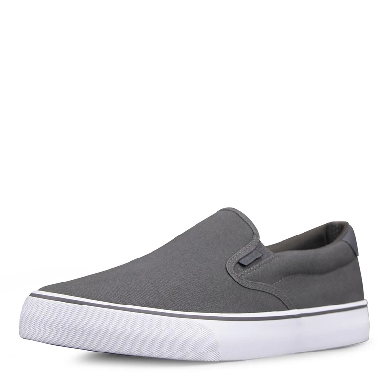 Lugz Men's Clipper Classic Slip-on Canvas Sneaker, Dark Grey/White, 6.5 UK