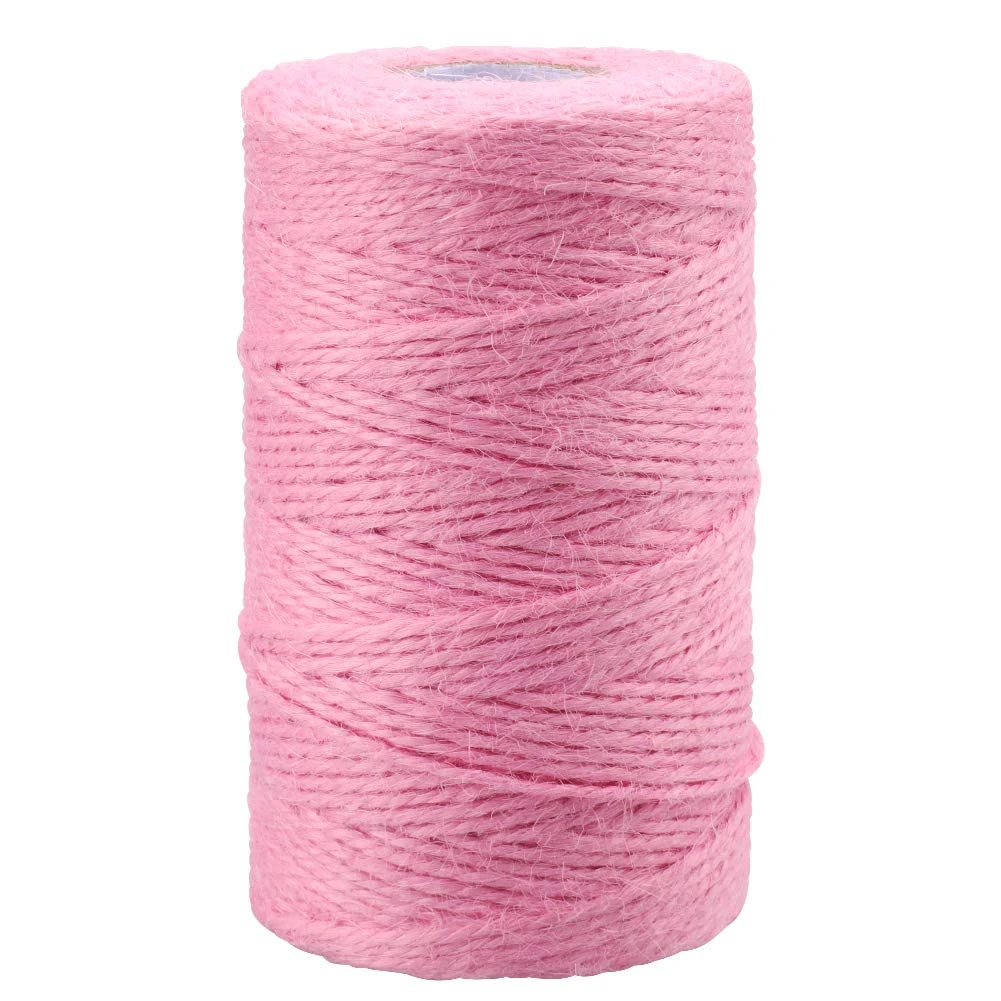 G2PLUS Pink Jute String Twine 2MM, 100M Natural Garden Jute Rope, 3 Ply Art and Crafts Linen String for DIY Craft; Gardening Use