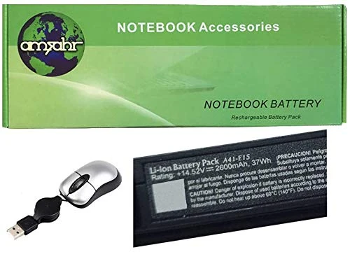 Amsahr Replacement Laptop Battery for M-DION A41-E15, A41-E15 Akoya E6435 (MD60329), MD60330 | Includes Mini Optical Mouse