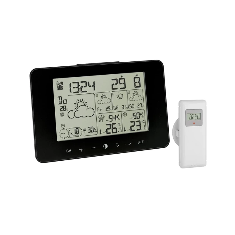 TFA Dostmann Weather Info Center METEOTIME PRIMO, 35.1156.01, weather station, for 90 weather regions in Europe, with probability of rain, wind speed, black