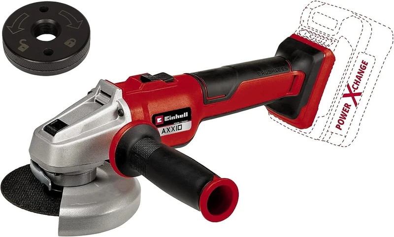 Einhell Professional Cordless Angle Grinder AXXIO 18/115 Q Li-Solo Power X-Change (18 V, 700 W, Diameter 115 mm, 28 mm Cutting Depth, brushless, Quick-fix Groove, Without Cutting disc, Without