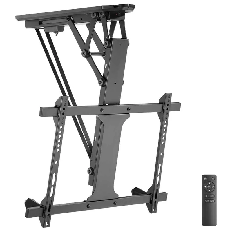 LogiLink BP0118 32-70 inch Electric TV Ceiling Mount with Remote Control for Flat and Curved Monitors on Straight and Slanted Ceilings - Black