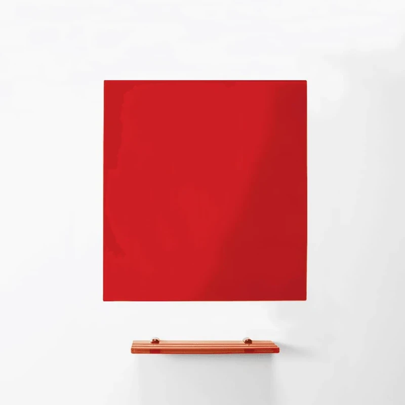 MagniPlan Magnetic Glass Wipe Board for Office, Meeting Room, Classroom, Home Office, Playroom and Bedroom - 600mm x 450mm - Red