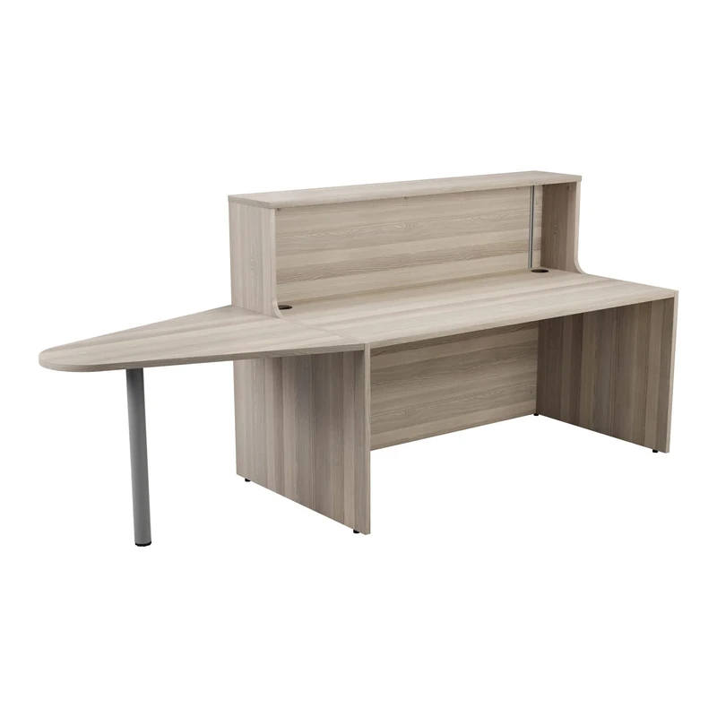 Office Hippo Reception Desk Unit With Extension, Table, Office, Grey Oak, 260 x 89 x 116.5