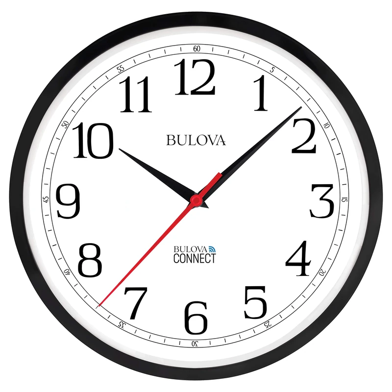 Bulova Precision Connect Wall Clock, 12.5", Black and White