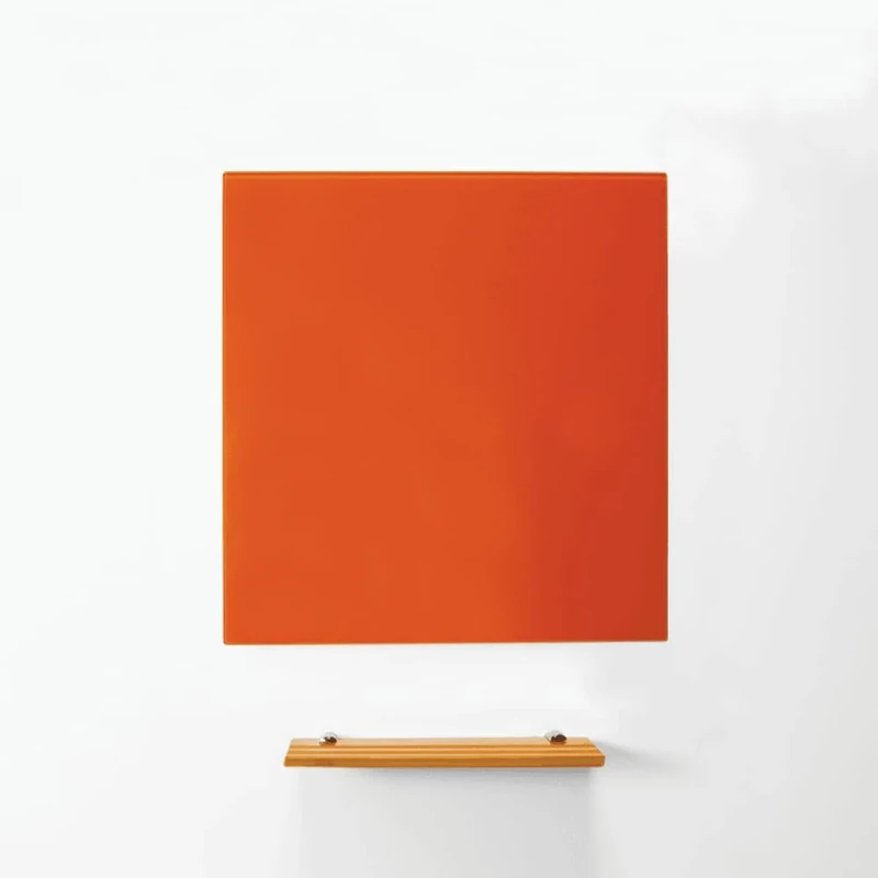 MagniPlan Magnetic Glass Wipe Board for Office, Meeting Room, Classroom, Home Office, Playroom and Bedroom - 600mm x 450mm - Orange