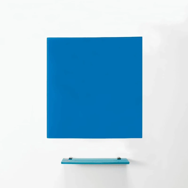 MagniPlan Magnetic Glass Wipe Board for Office, Meeting Room, Classroom, Home Office, Playroom and Bedroom - 600mm x 450mm - Blue