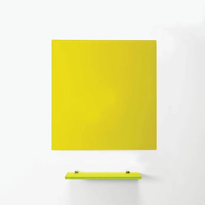MagniPlan Magnetic Glass Wipe Board for Office, Meeting Room, Classroom, Home Office, Playroom and Bedroom - 600mm x 450mm - Yellow