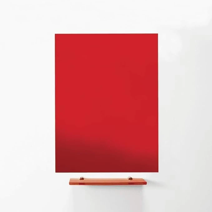 MagniPlan Magnetic Glass Wipe Board for Office, Meeting Room, Classroom, Home Office, Playroom and Bedroom - 900mm x 600mm - Red