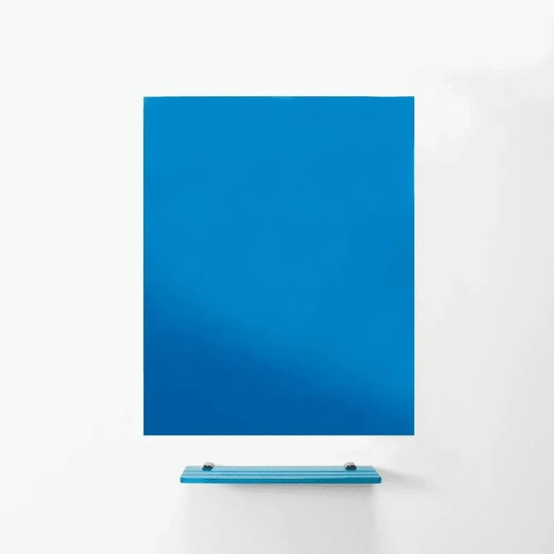 MagniPlan Magnetic Glass Wipe Board for Office, Meeting Room, Classroom, Home Office, Playroom and Bedroom - 900mm x 600mm - Blue
