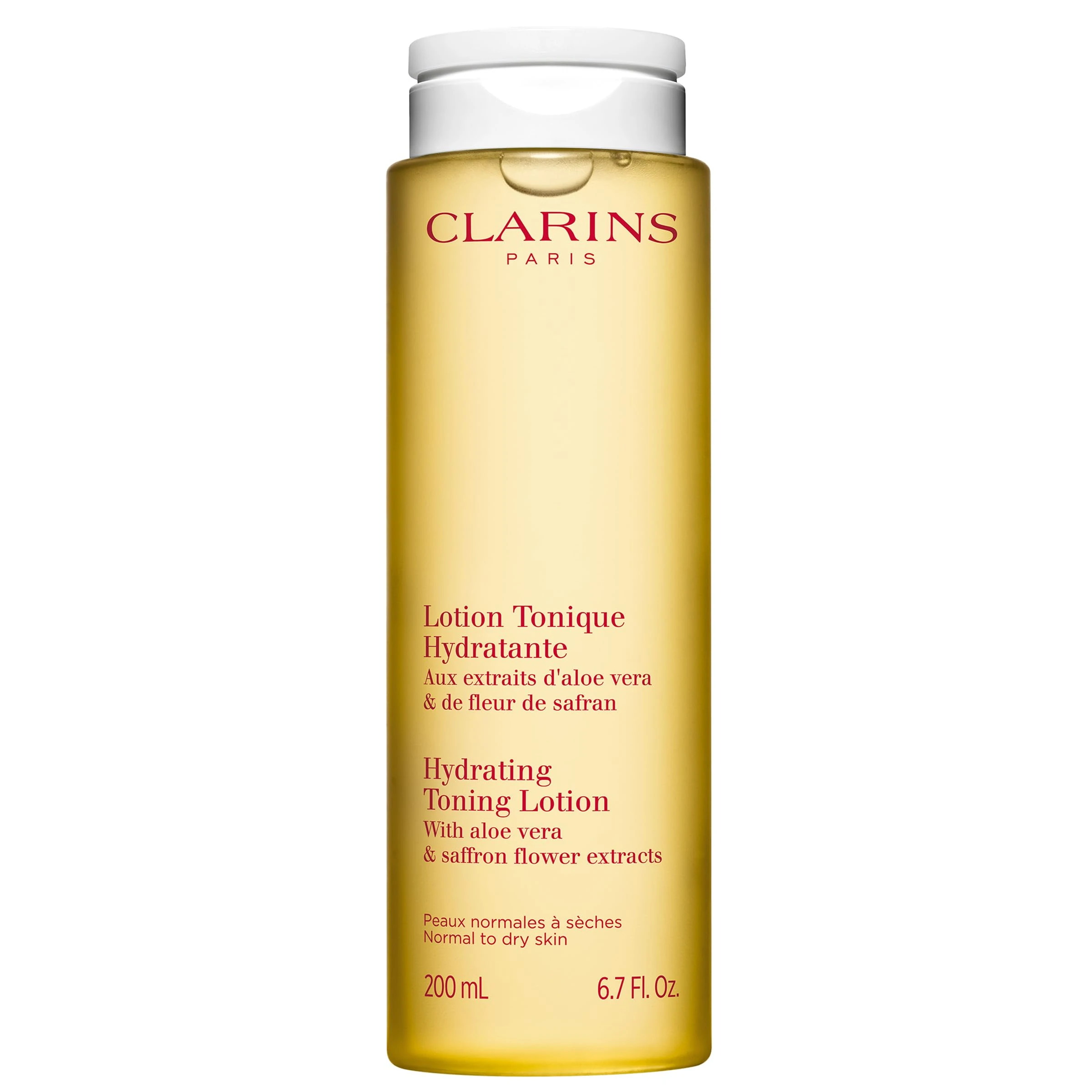 Clarins Hydrating Toning Lotion 200ml | Alcohol-Free Toner with Aloe Vera & Saffron Extracts | Refreshing & Balancing for Normal to Dry Skin