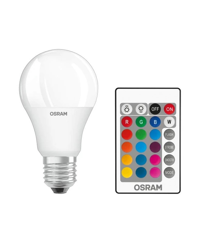 OSRAM Pack of 10 x LED lamp | Base: E27 | Warm White | 2700 K | 9 W | Replacement for 60W | Frosted | LED Retrofit RGBW Lamps with Remote Control
