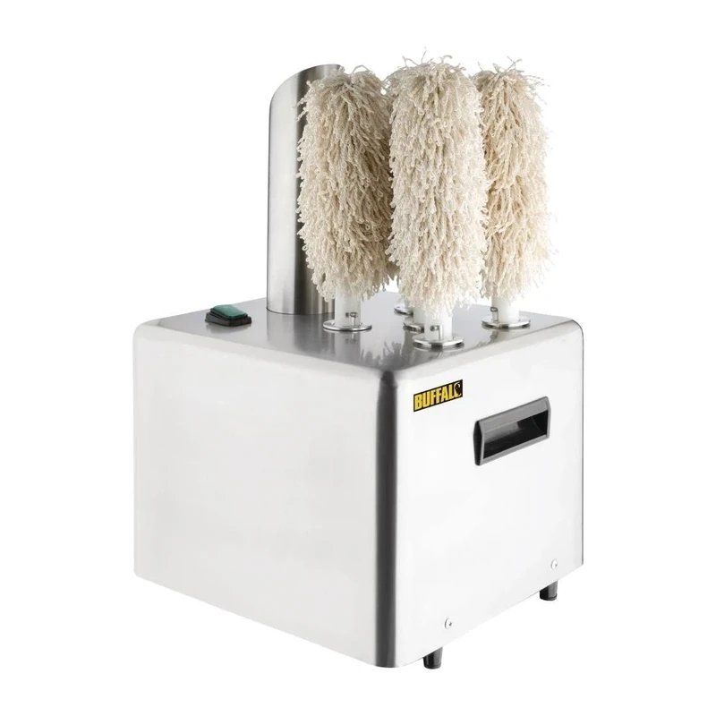 Buffalo 1200-1500W Commercial Wine Glass Polisher for a Bar, Stainless Steel, 5x Rotating Brushes, No Liquid Required - Glass Polisher for Hotels, Bars, Restaurants, Home Bars, FA118