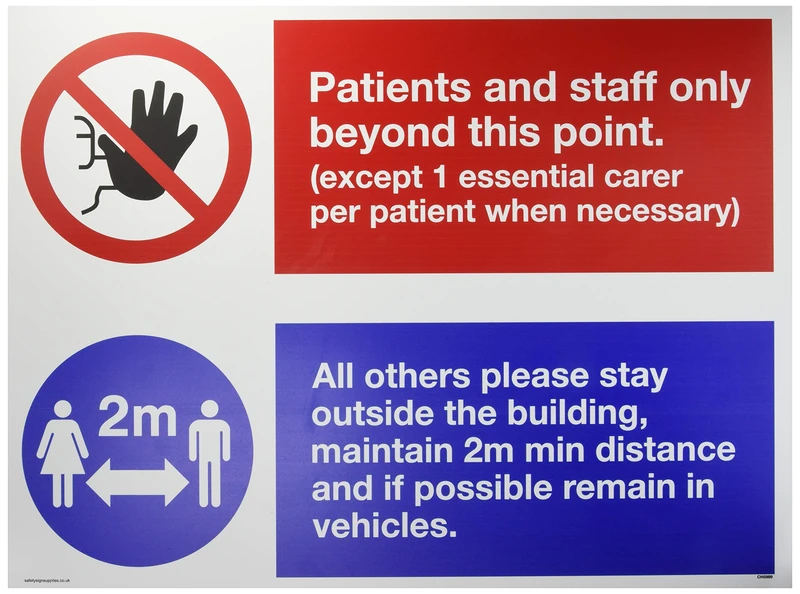 Dual sign Patients and staff only beyond this point All others please stay outside the building - Image 1