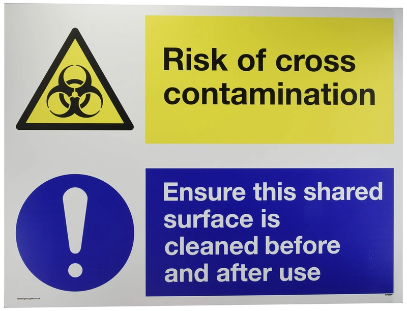 Dual sign Risk of cross contamination Ensure this shared surface is cleaned before & after use