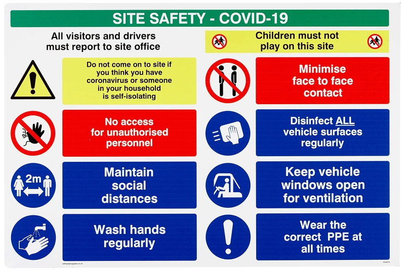 Site safety board - Covid 19