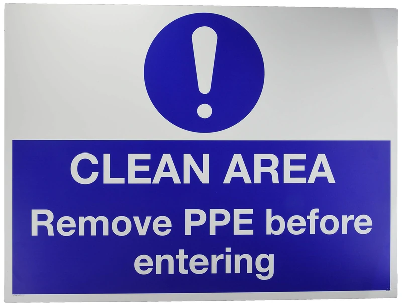 Clean area. Remove PPE before entering