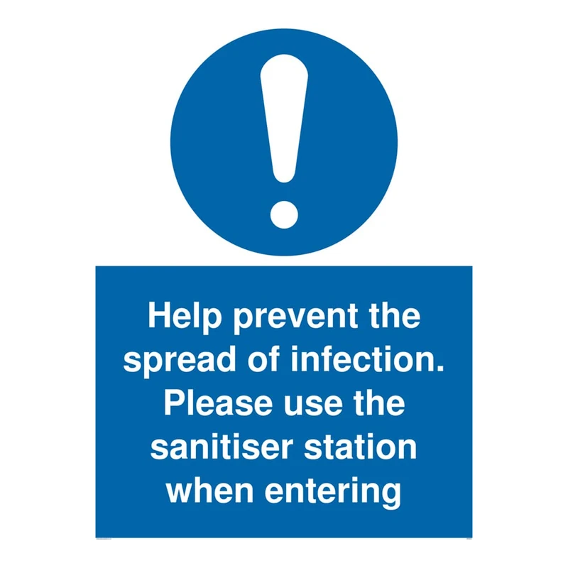 Help prevent the spread of infection. Please use the sanitiser station when entering