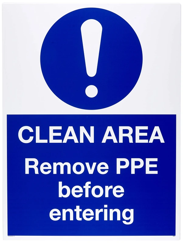 Clean area. Remove PPE before entering