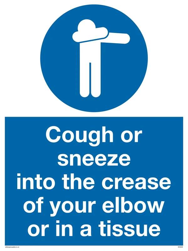 Cough or sneeze into the crease of your elbow or in a tissue - Image 1