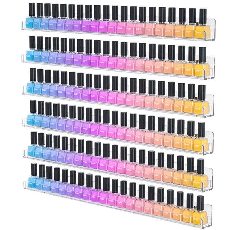 NIUBEE Acrylic Nail Polish Rack Wall Shelf (24in 6Pack)