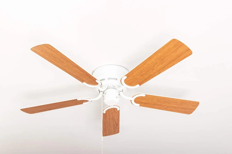 Pepeo ceiling fan Kisa Deluxe white without light - white / maple blades including pull switch