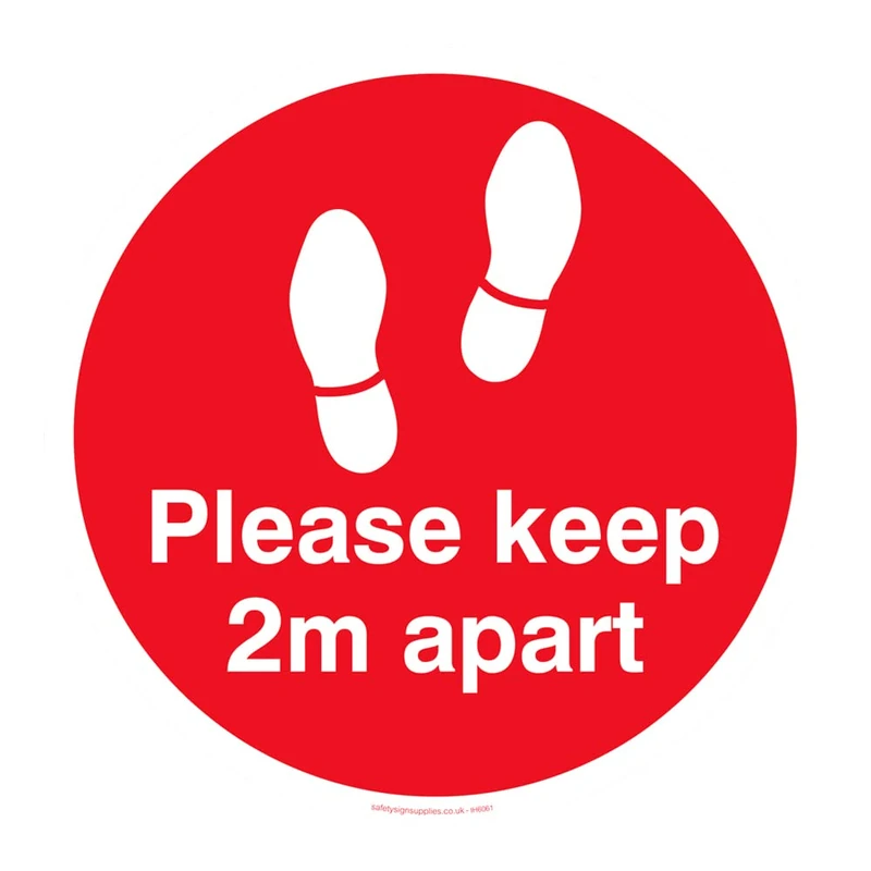 Please keep 2m apart floor graphic red