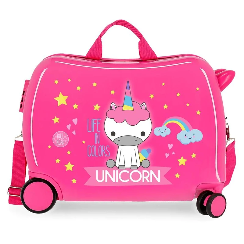 Roll Road 4749866 Little Me Pink Kids Rolling Suitcase 50x38x20 cm Rigid ABS Combination lock 34 Litre 2.1 Kg 4 Wheels Hand Luggage, Rose